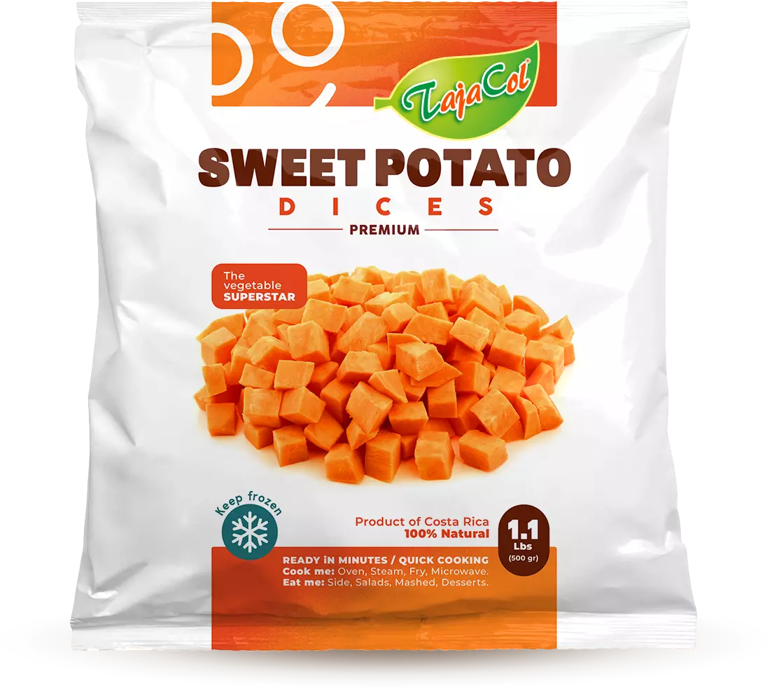 Tajacol sweet potato dices ā ready-to-cook product for foodservice and retail. Tajacol sweet potato dices ā ready-to-cook product for foodservice and retail.<br />