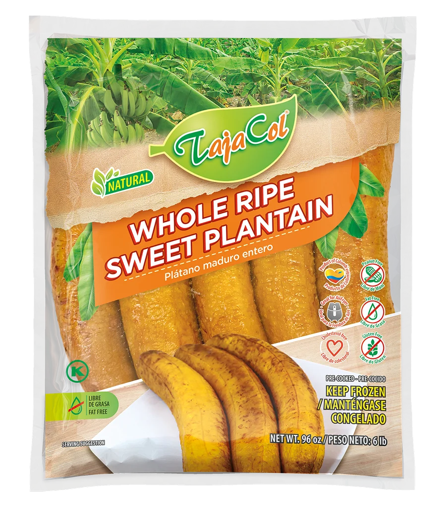 Tajacol whole sweet plantain – ready-to-cook retail product.